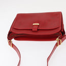 CELINE Shoulder Bag Leather Red Gold Auth 161123-6