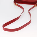 CELINE Shoulder Bag Leather Red Gold Auth 161123-7