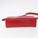 CELINE Shoulder Bag Leather Red Gold Auth 161123-5