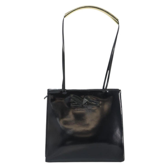Salvatore Ferragamo Tote Bag Enamel Black Auth 161124