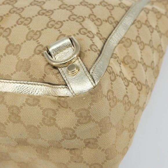 GUCCI GG Canvas Tote Bag Beige Gold 141472 Auth 161125