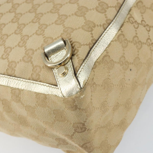 GUCCI GG Canvas Tote Bag Beige Gold 141472 Auth 161125