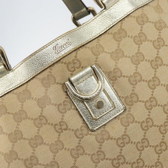 GUCCI GG Canvas Tote Bag Beige Gold 141472 Auth 161125