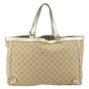 GUCCI GG Canvas Tote Bag Beige Gold 141472 Auth 161125-2