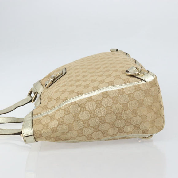 GUCCI GG Canvas Tote Bag Beige Gold 141472 Auth 161125