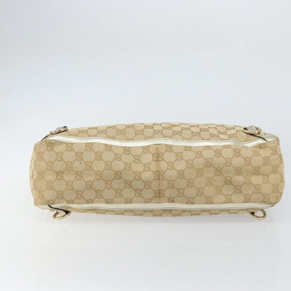 GUCCI GG Canvas Tote Bag Beige Gold 141472 Auth 161125