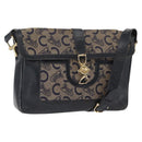 CELINE C Sulky Shoulder Bag Canvas Navy Gold Auth 161128-1