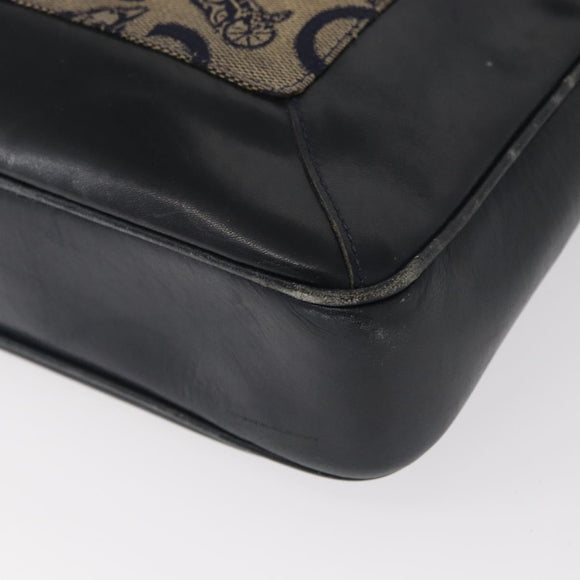 CELINE C Sulky Shoulder Bag Canvas Navy Gold Auth 161128