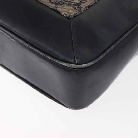 CELINE C Sulky Shoulder Bag Canvas Navy Gold Auth 161128