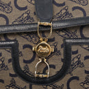 CELINE C Sulky Shoulder Bag Canvas Navy Gold Auth 161128-17
