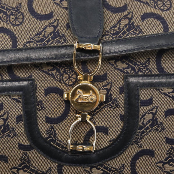 CELINE C Sulky Shoulder Bag Canvas Navy Gold Auth 161128