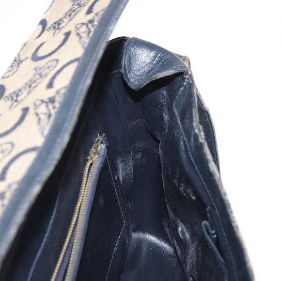 CELINE C Sulky Shoulder Bag Canvas Navy Gold Auth 161128