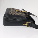 CELINE C Sulky Shoulder Bag Canvas Navy Gold Auth 161128-3