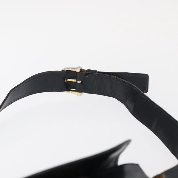 CELINE C Sulky Shoulder Bag Canvas Navy Gold Auth 161128