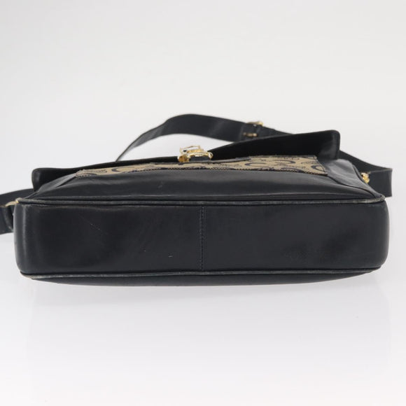 CELINE C Sulky Shoulder Bag Canvas Navy Gold Auth 161128