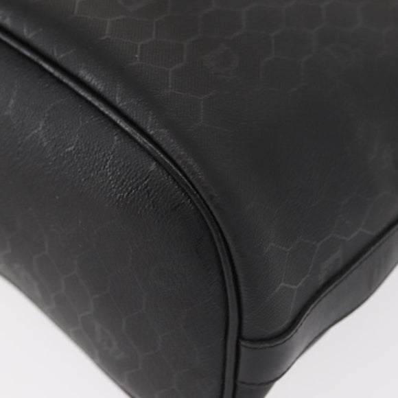Christian Dior Honeycomb Canvas Shoulder Bag PVC Black Gold Auth 161139