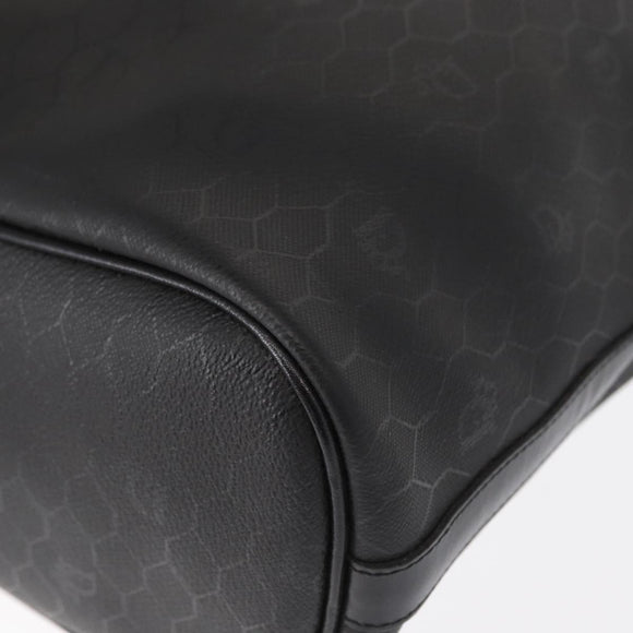 Christian Dior Honeycomb Canvas Shoulder Bag PVC Black Gold Auth 161139