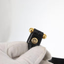 Christian Dior Honeycomb Canvas Shoulder Bag PVC Black Gold Auth 161139-10