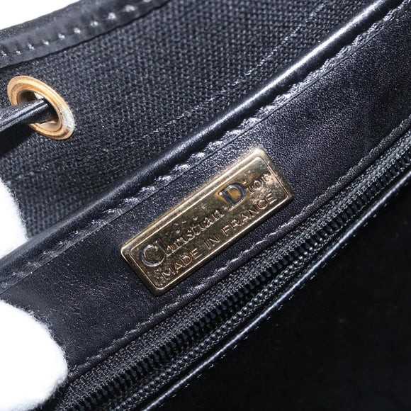 Christian Dior Honeycomb Canvas Shoulder Bag PVC Black Gold Auth 161139