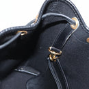 Christian Dior Honeycomb Canvas Shoulder Bag PVC Black Gold Auth 161139-18