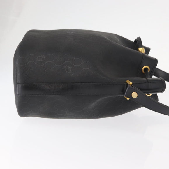 Christian Dior Honeycomb Canvas Shoulder Bag PVC Black Gold Auth 161139