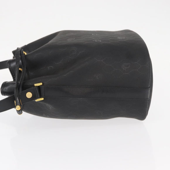 Christian Dior Honeycomb Canvas Shoulder Bag PVC Black Gold Auth 161139