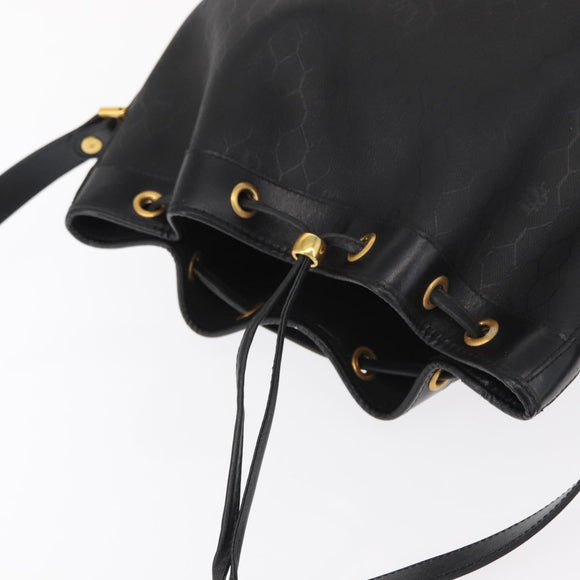 Christian Dior Honeycomb Canvas Shoulder Bag PVC Black Gold Auth 161139