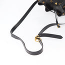 Christian Dior Honeycomb Canvas Shoulder Bag PVC Black Gold Auth 161139-7