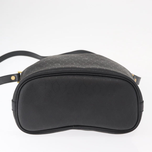 Christian Dior Honeycomb Canvas Shoulder Bag PVC Black Gold Auth 161139