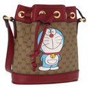 GUCCI Micro GG Supreme Doraemon Shoulder Bag PVC Beige Gold 647801 Auth 161141SM-1