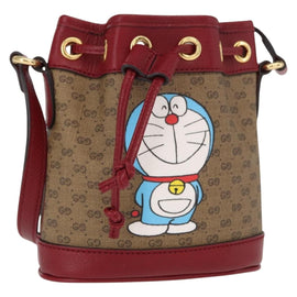 GUCCI Micro GG Supreme Doraemon Shoulder Bag PVC Beige Gold 647801 Auth 161141SM