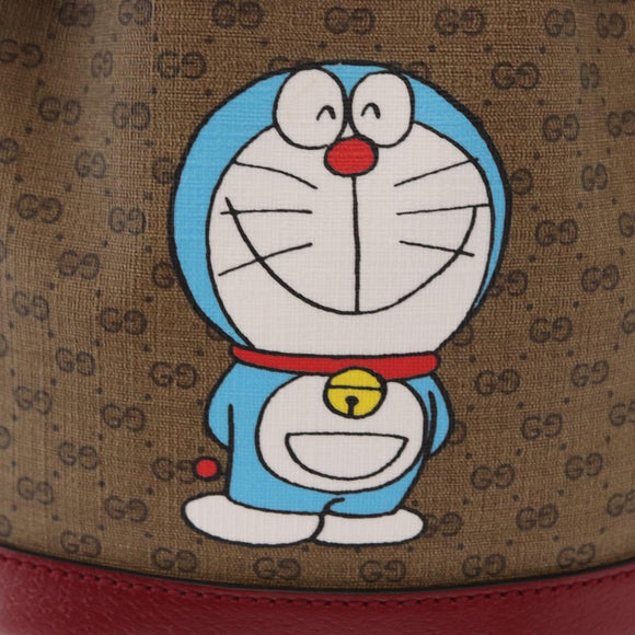 GUCCI Micro GG Supreme Doraemon Shoulder Bag PVC Beige Gold 647801 Auth 161141SM