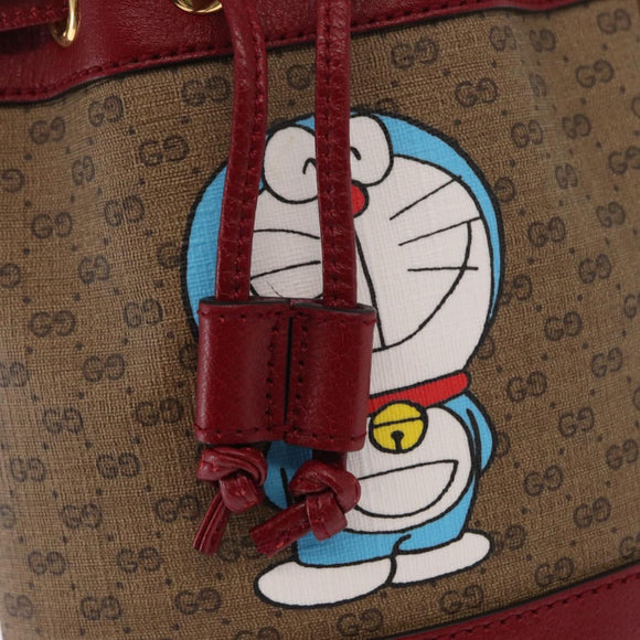 GUCCI Micro GG Supreme Doraemon Shoulder Bag PVC Beige Gold 647801 Auth 161141SM
