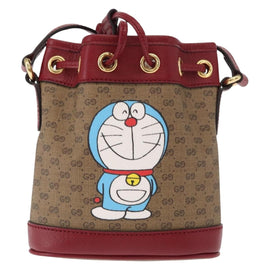 GUCCI Micro GG Supreme Doraemon Shoulder Bag PVC Beige Gold 647801 Auth 161141SM - 0