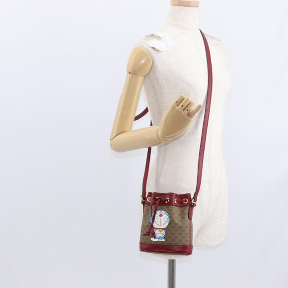 GUCCI Micro GG Supreme Doraemon Shoulder Bag PVC Beige Gold 647801 Auth 161141SM