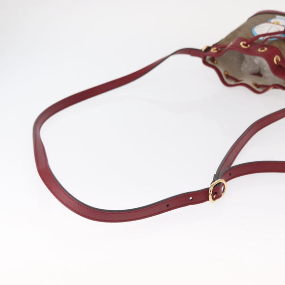 GUCCI Micro GG Supreme Doraemon Shoulder Bag PVC Beige Gold 647801 Auth 161141SM