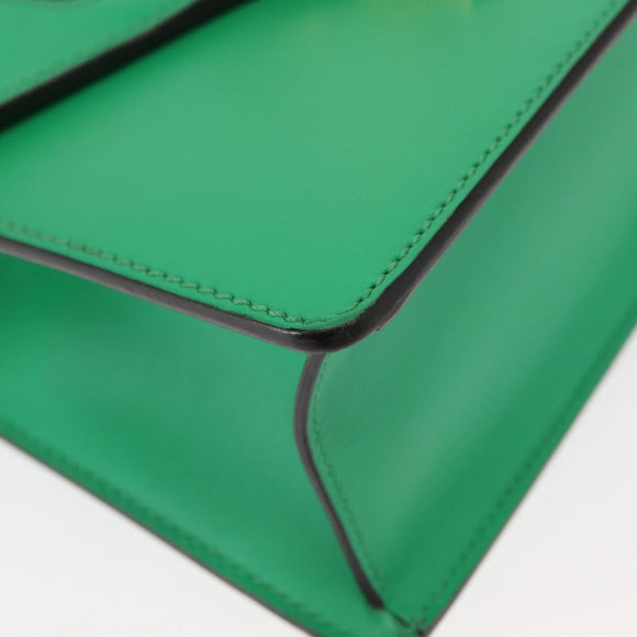 GUCCI Silvi Sherry Line Hand Bag Leather 2way Green Gold 470270 Auth 161142M