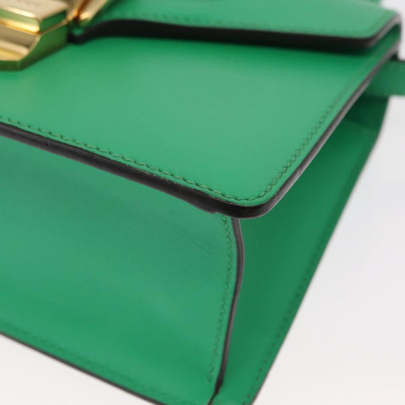 GUCCI Silvi Sherry Line Hand Bag Leather 2way Green Gold 470270 Auth 161142M