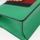 GUCCI Silvi Sherry Line Hand Bag Leather 2way Green Gold 470270 Auth 161142M-17