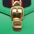 GUCCI Silvi Sherry Line Hand Bag Leather 2way Green Gold 470270 Auth 161142M-19