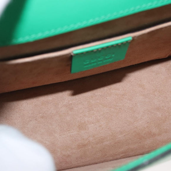 GUCCI Silvi Sherry Line Hand Bag Leather 2way Green Gold 470270 Auth 161142M