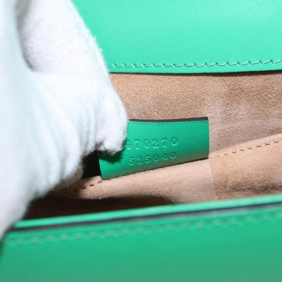 GUCCI Silvi Sherry Line Hand Bag Leather 2way Green Gold 470270 Auth 161142M