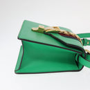 GUCCI Silvi Sherry Line Hand Bag Leather 2way Green Gold 470270 Auth 161142M-3