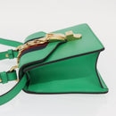 GUCCI Silvi Sherry Line Hand Bag Leather 2way Green Gold 470270 Auth 161142M-4