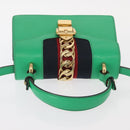 GUCCI Silvi Sherry Line Hand Bag Leather 2way Green Gold 470270 Auth 161142M-6
