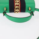 GUCCI Silvi Sherry Line Hand Bag Leather 2way Green Gold 470270 Auth 161142M-7