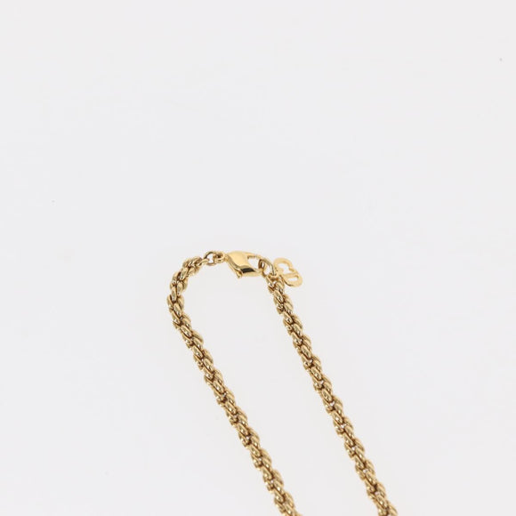 Christian Dior Pearl Emblem Necklace metal Gold Tone Auth 161155V