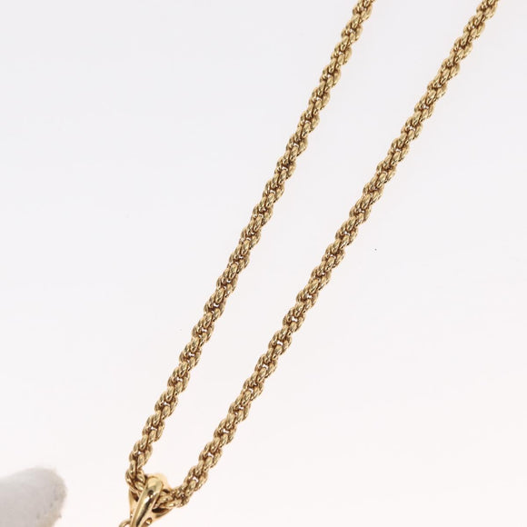 Christian Dior Pearl Emblem Necklace metal Gold Tone Auth 161155V