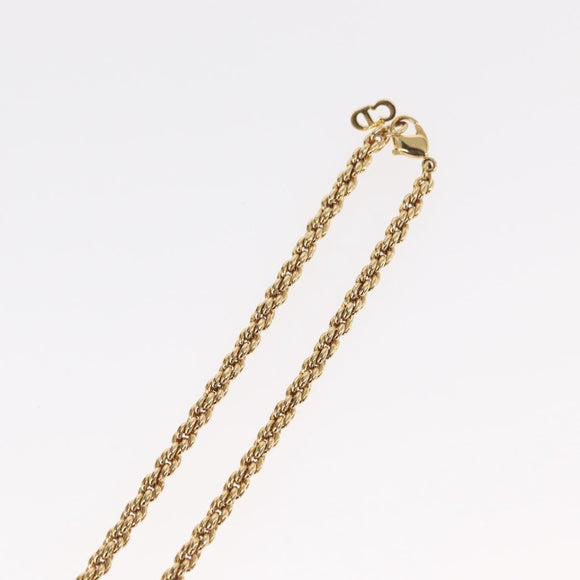 Christian Dior Pearl Emblem Necklace metal Gold Tone Auth 161155V