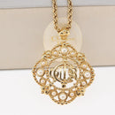 Christian Dior Pearl Emblem Necklace metal Gold Tone Auth 161155V-20